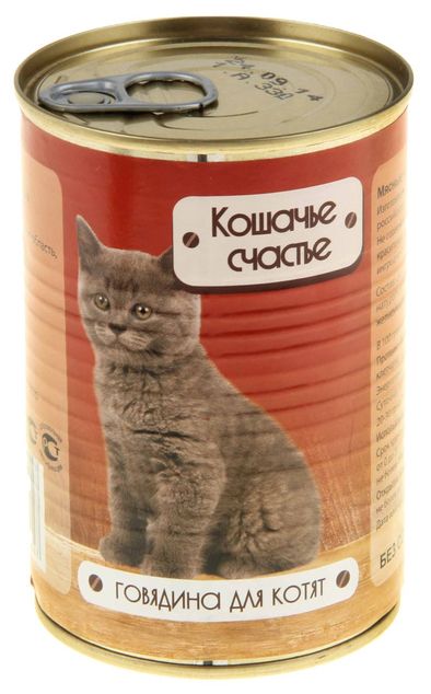 Кошачье счастье Говядина консервы для котят 410 г 1