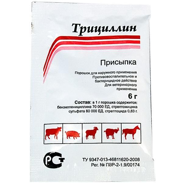 Трициллин порошок для животных 6 г 1
