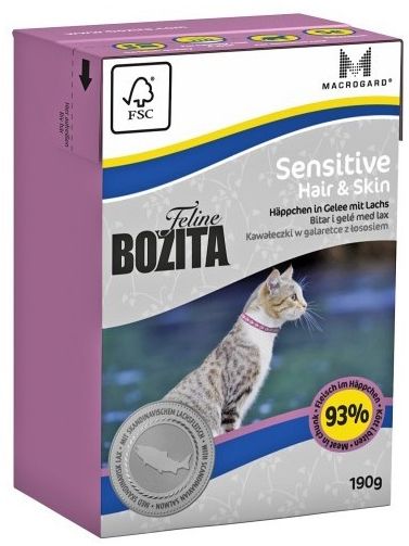 Bozita Feline Sensitive Hair & Skin Лосось в желе тетрапак для кошек 190 г 1