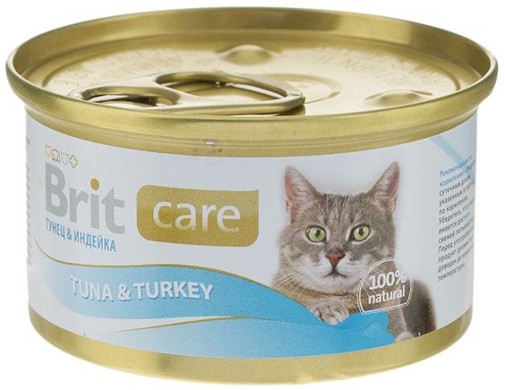 Brit Care Тунец/индейка конс для кошек 80 г 1