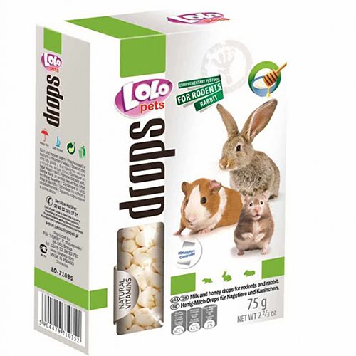 LoLo Pets Drops Мёд/Молоко дропсы для грызунов 75 г 1