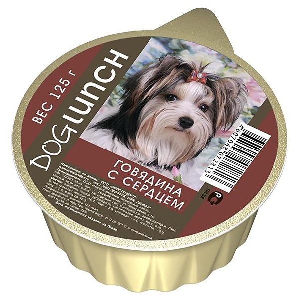 DOGLunch Говядина/Сердце крем-суфле ламистер для собак 125 г 1