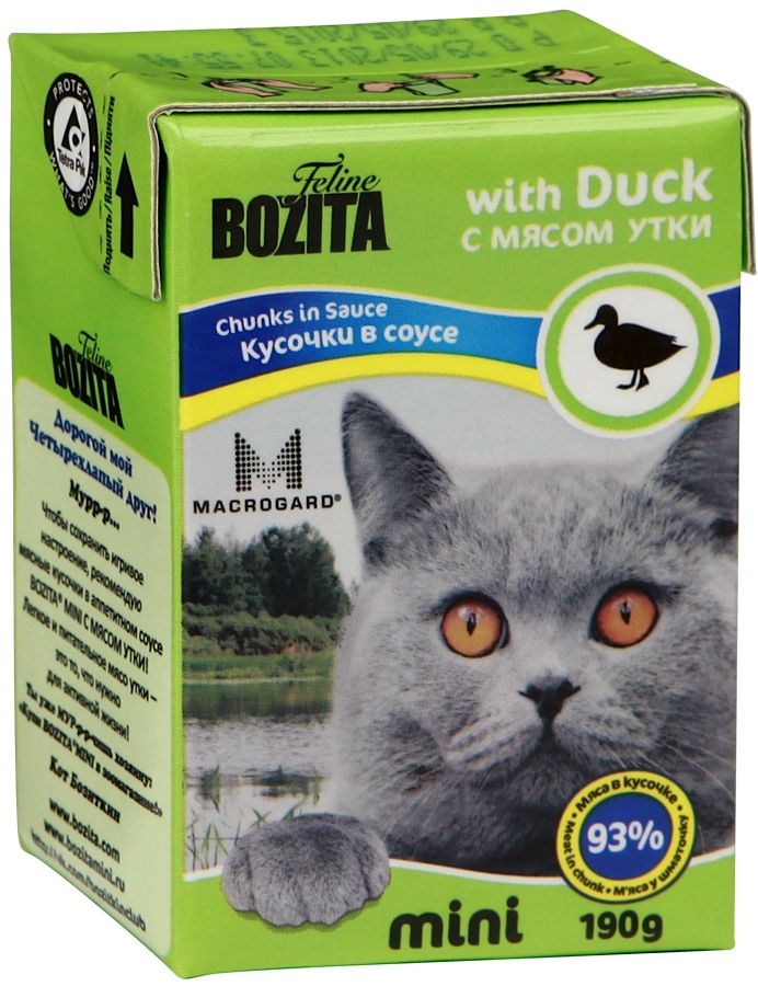 Bozita Feline mini Утка в соусе тетрапак для кошек 190 г 1