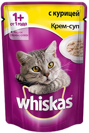 !Whiskas Курица крем-суп пауч для кошек 85 г 1