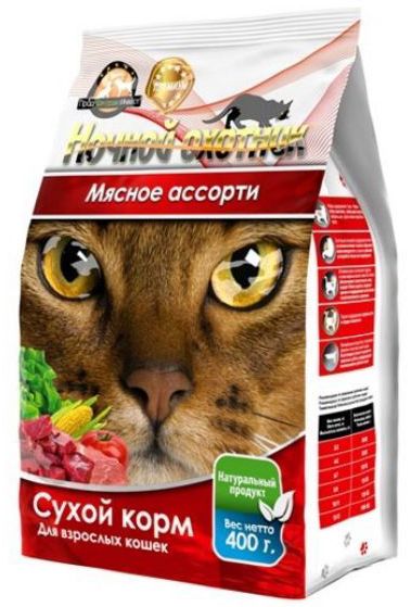 Ночной Охотник Мясное ассорти пакет для кошек 400 г 1