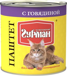 Четвероногий Гурман Говядина паштет конс для кошек 240 г 1