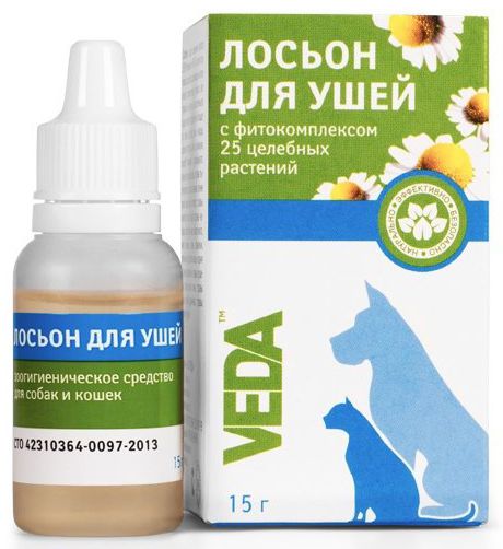 VEDA Лосьон гигиенический с фитокомплексом для ушей для кошек и собак 15 г