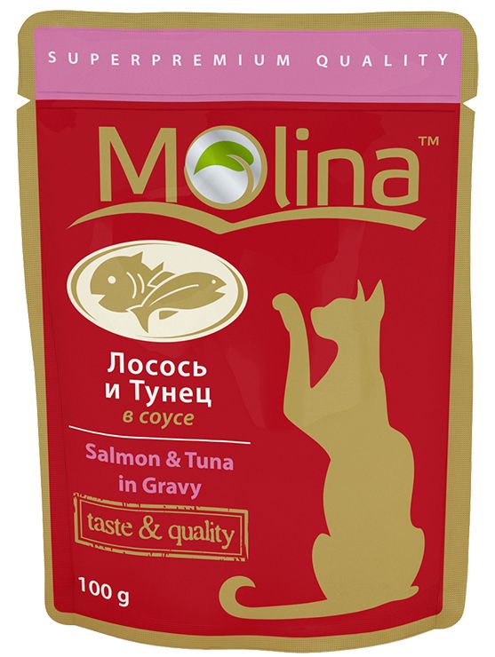 Molina Лосось/Тунец в соусе пауч для кошек 100 г 1