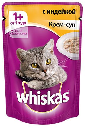 Whiskas Индейка крем-суп пауч для кошек 85 г 1