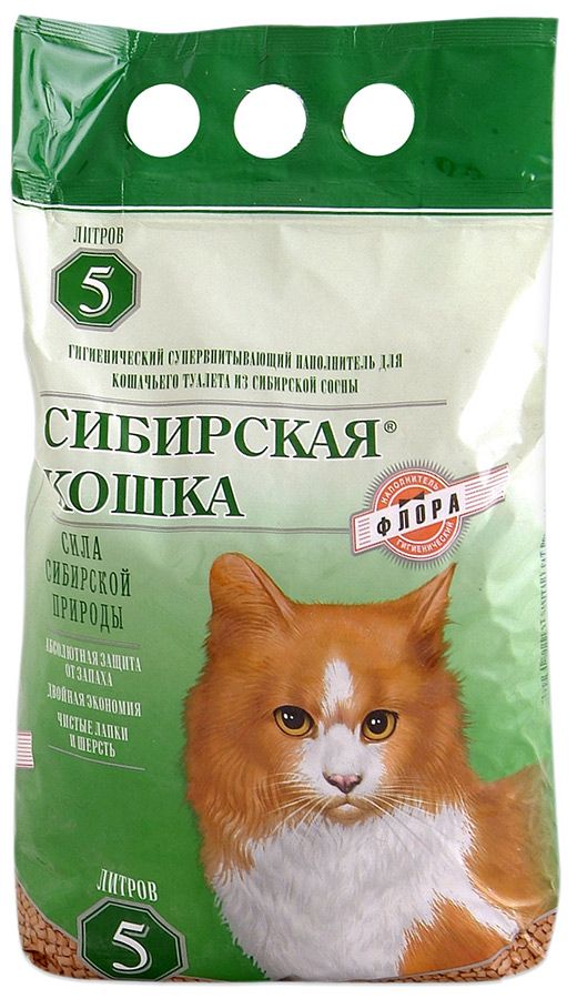 Наполнитель Сибирская Кошка Флора древесный для кошек 5л 1