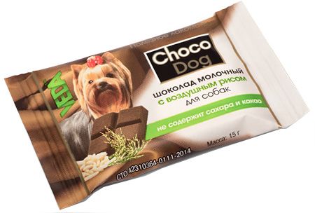 Шоколад Choco Dog молочный с рисом для собак 15 г
