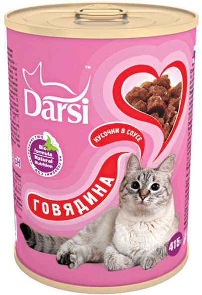 Darsi Adult Кусочки с говядиной конс для кошек 415 г 1