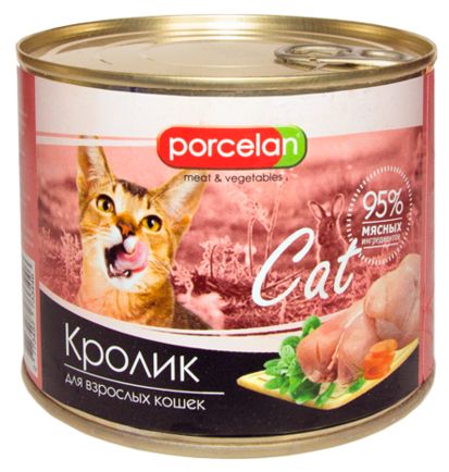 Porcelan Кролик конс для кошек 525 г ( 95% мясо) 1