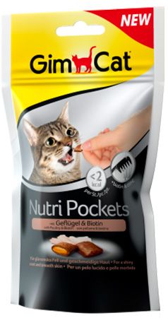 Подушечки GimCat Nutri Pockets птица/биотин для кошек 60 г 1