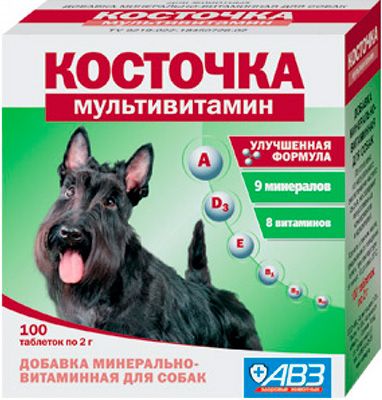 Косточка Мультивитамин АВЗ табл витамины для собак 100 шт 1