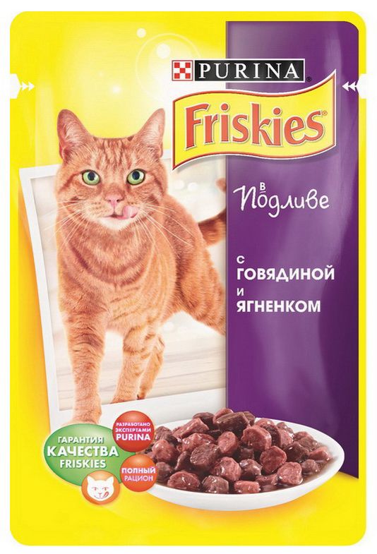 Friskies Говядина/ягненок пауч для кошек 100 г 1