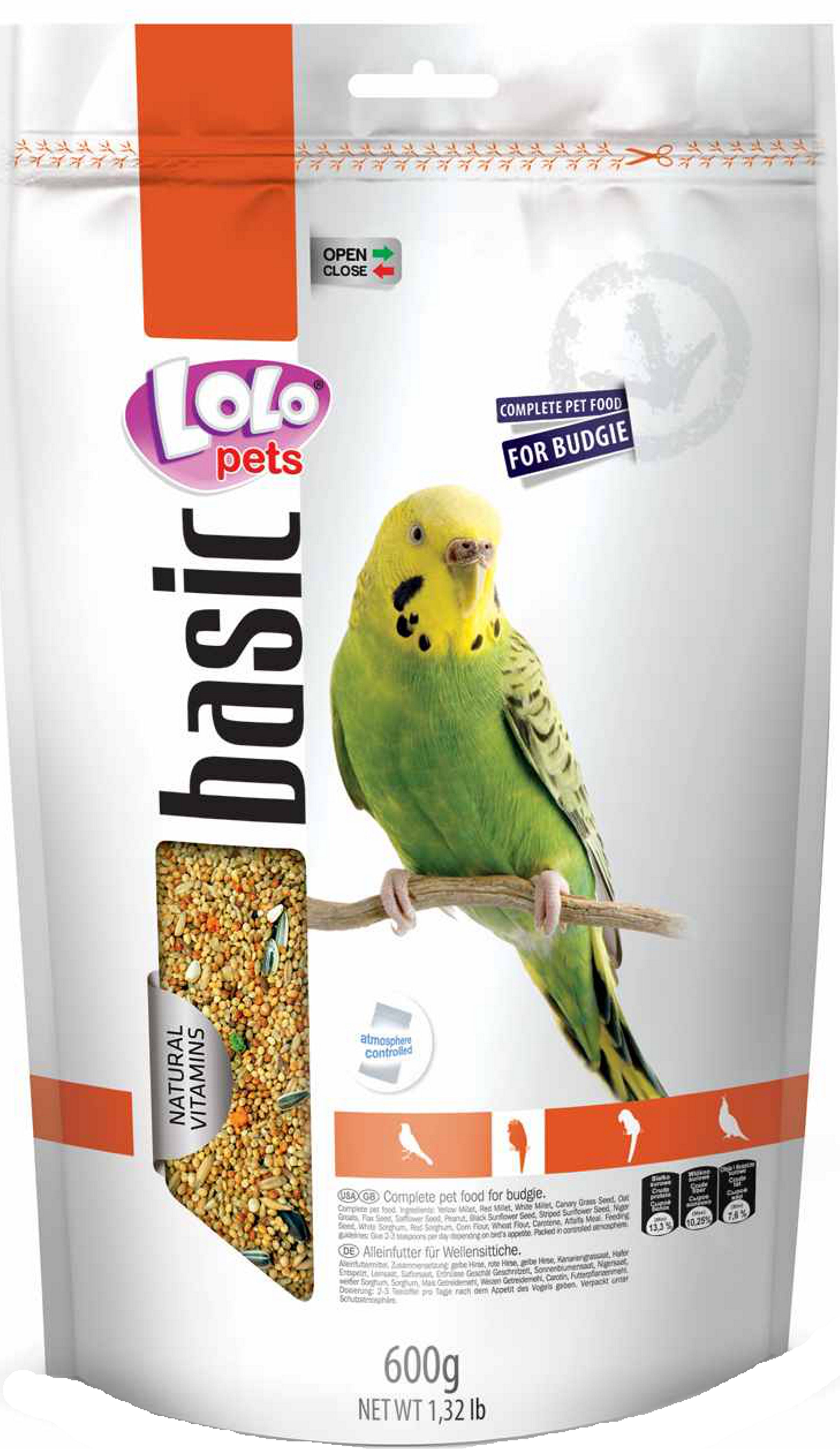 LoLo Pets basic корм для волнистых попугаев пакет 600 г 1